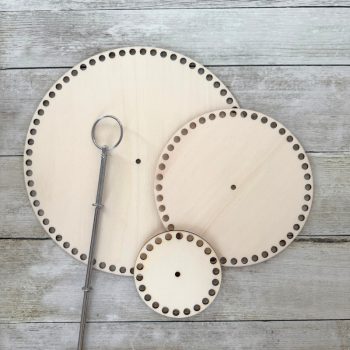 3 emeletes tálaló, horgolható fa alap szett - ezüst