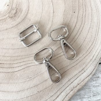   Fémkellék szett állítható táskapánthoz - 20 mm, ezüst