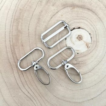  Fémkellék szett állítható táskapánthoz - 30 mm, ezüst