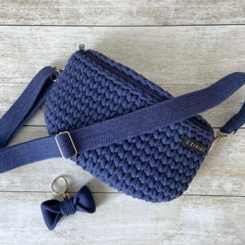 Horgolt övtáska - farmerkék