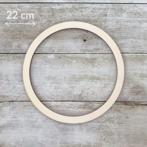 Kör horgolható fa karika - 16 cm, natúr