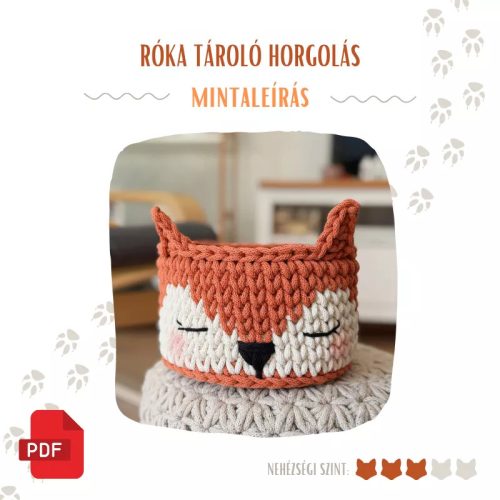 Horgolt róka tároló - Mintaleírás