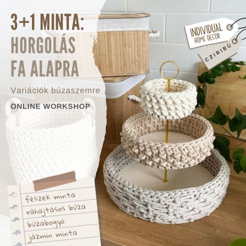 3+1 minta horgolás fa alapra - Online workshop