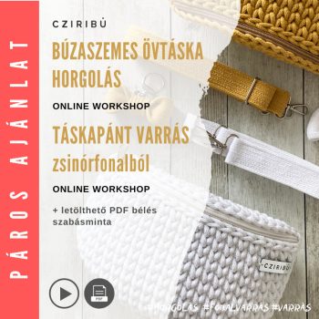   Páros ajánlat: Búzaszemes övtáska horgolás + Táskapánt varrás