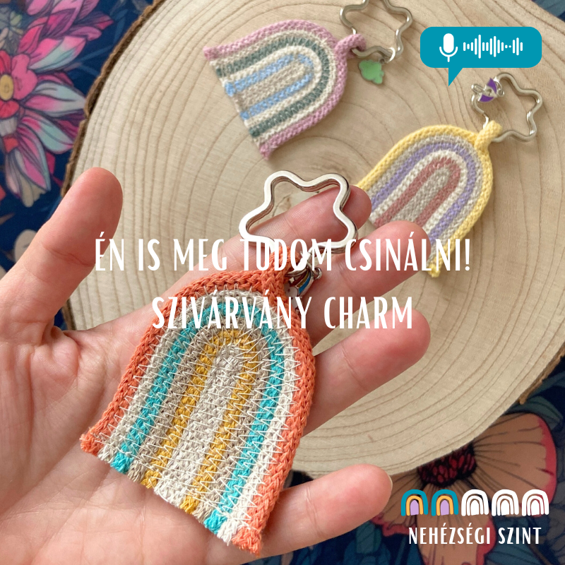 Szivárvány charm varrás zsinórfonalból